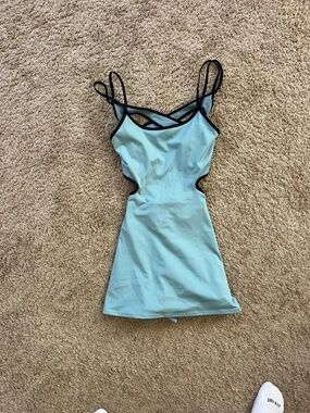 FP Movement by Free People Light Blue Cutout Active Dress with Black Trim